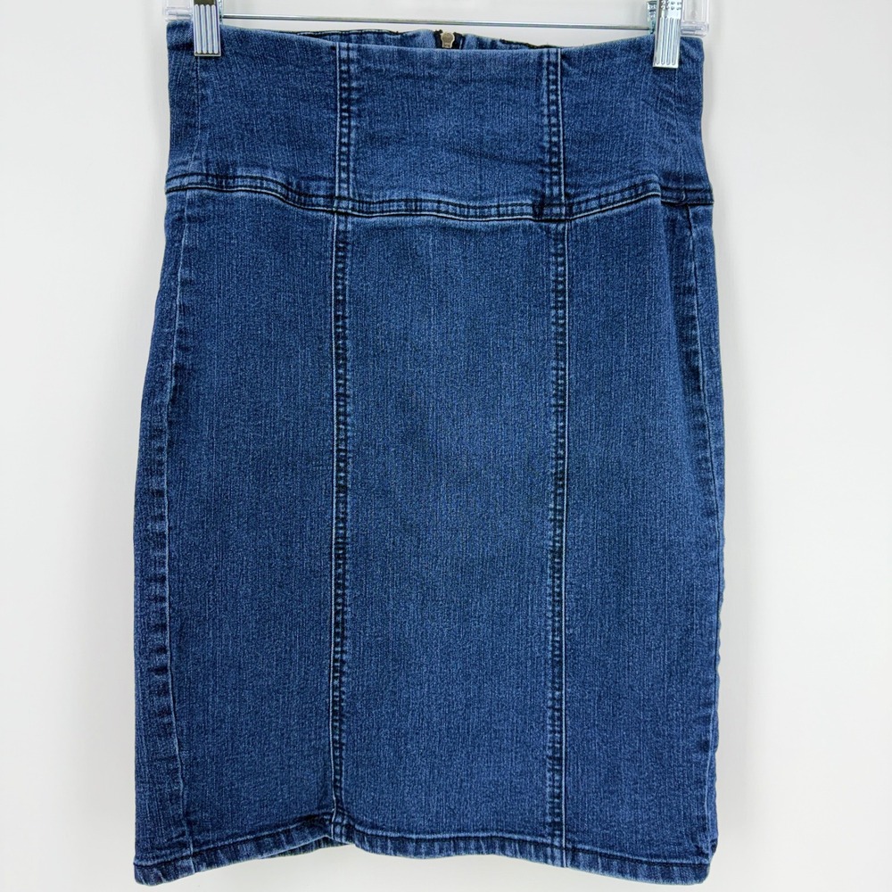 Vintage d.jeans Dark‎ Wash High Waisted Zipper Back Denim Pencil Skirt Size 4